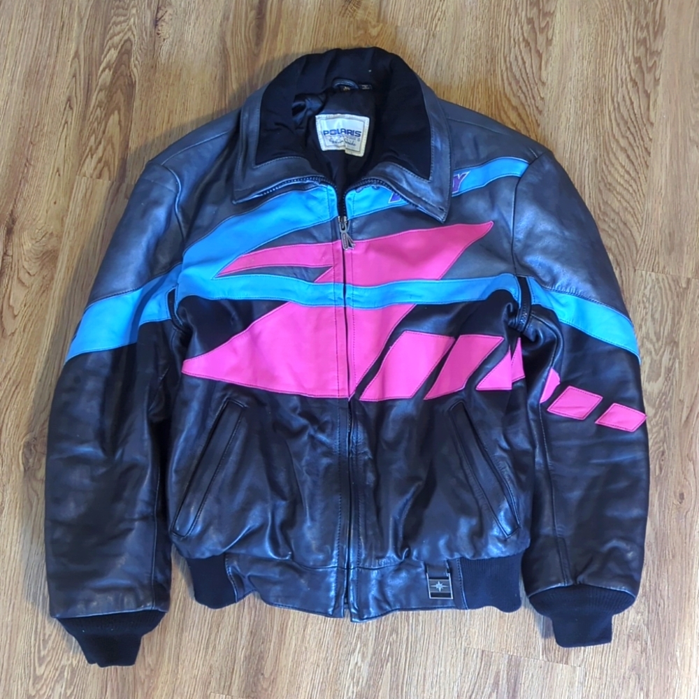 Vtg Polaris Leather Racing Jacket